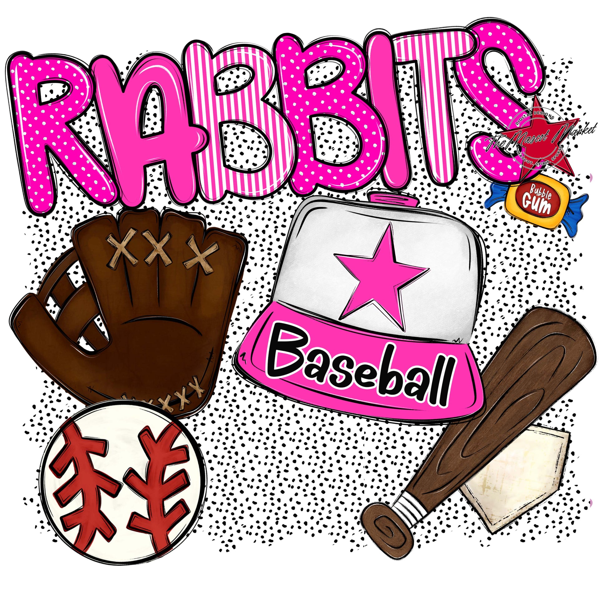 Rabbits Baseball Spirit-Pink
