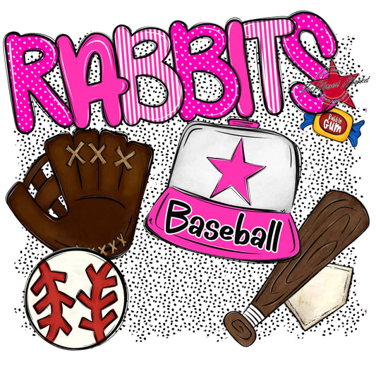 Rabbits Baseball Spirit-Pink