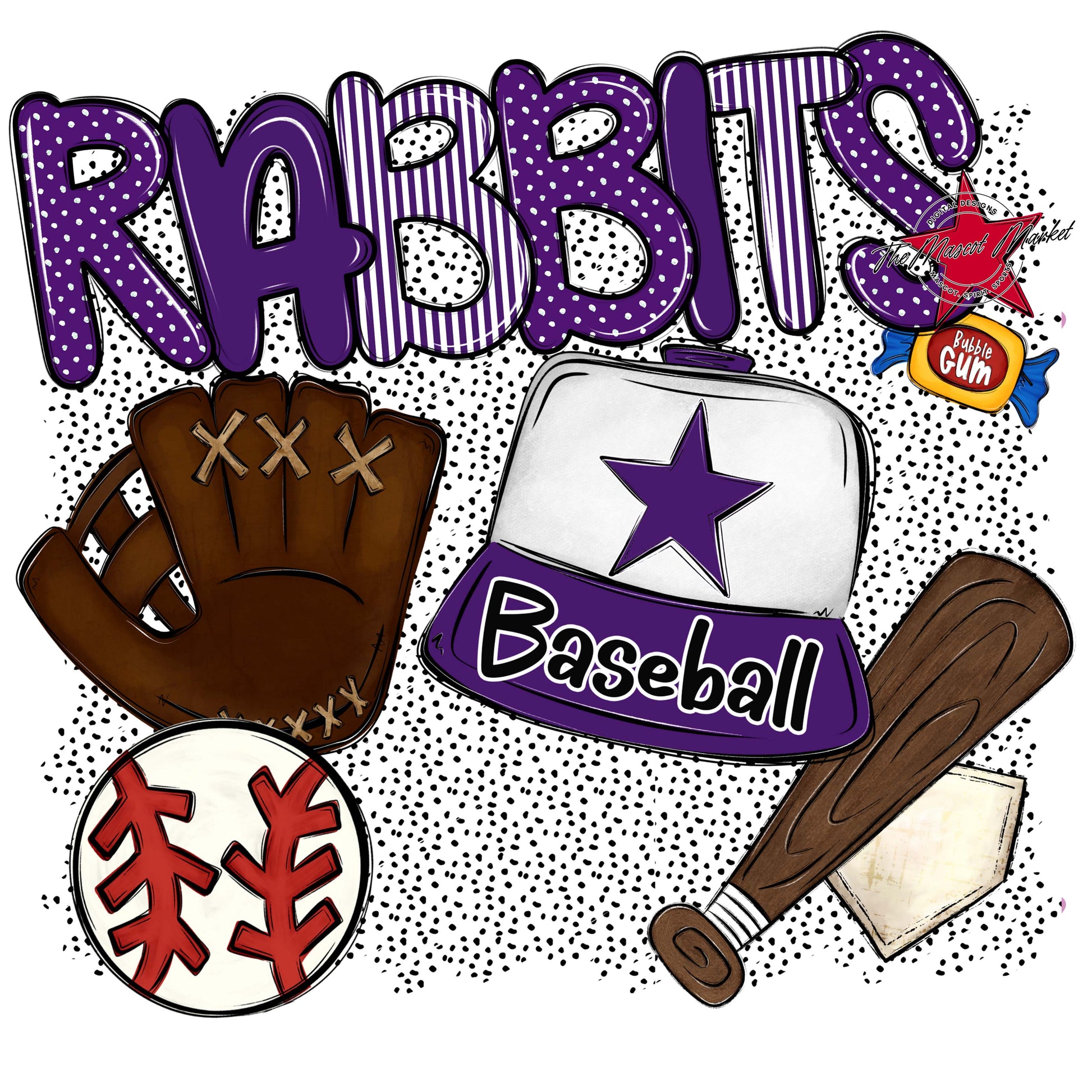Rabbits Baseball Spirit-Purple