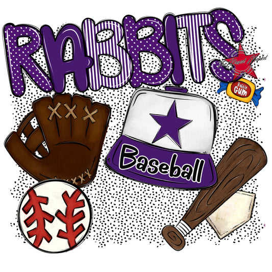 Rabbits Baseball Spirit-Purple