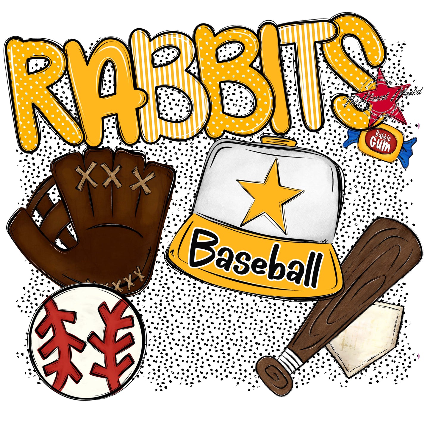 Rabbits Baseball Spirit-Yellow