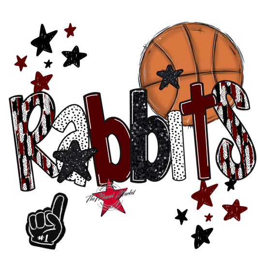 Rabbits Basketball Scrape-Maroon