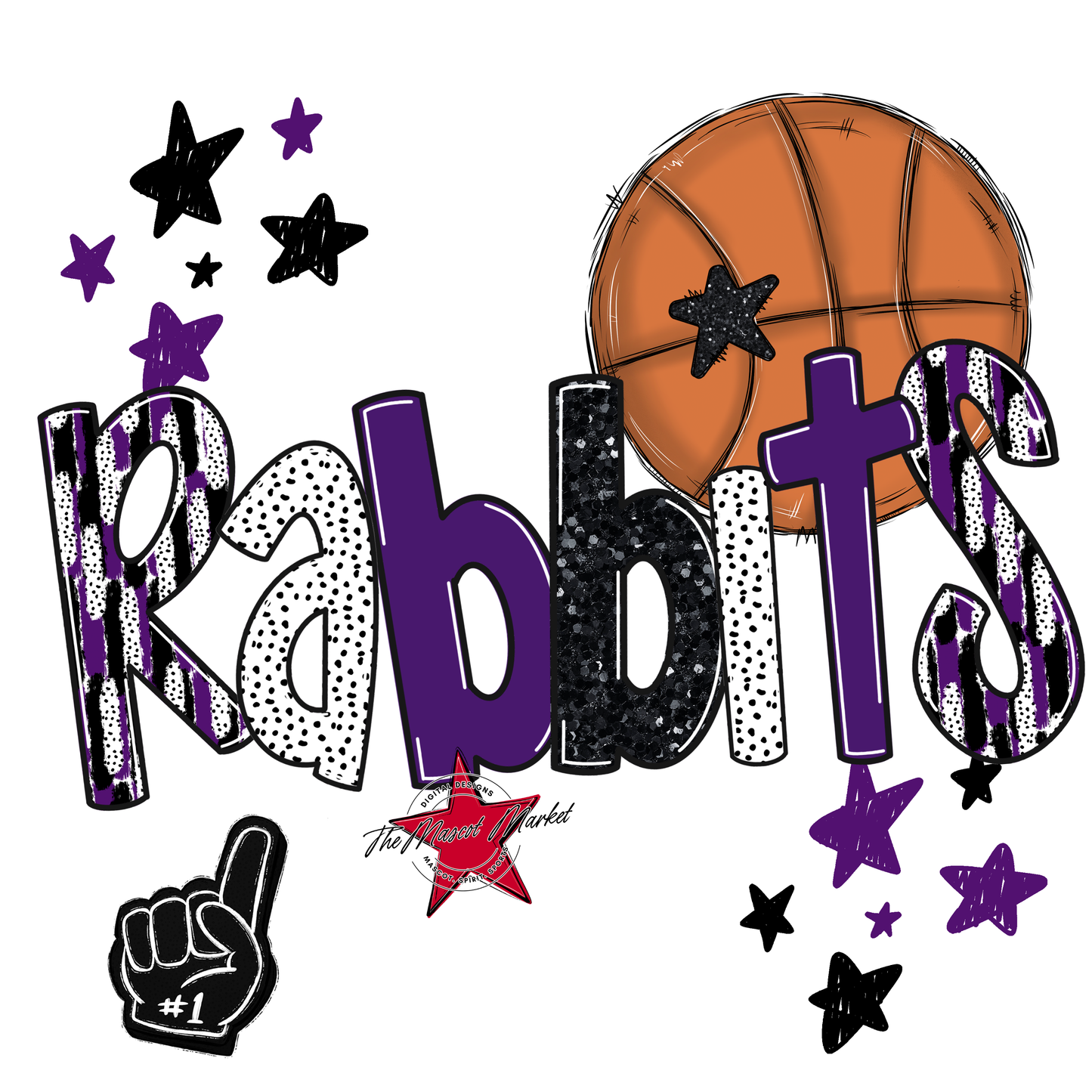 Rabbits Basketball Scrape-Purple