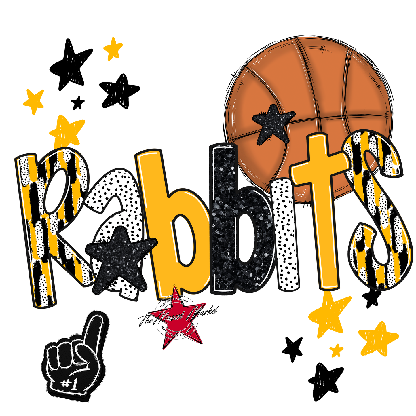 Rabbits Basketball Scrape-Yellow