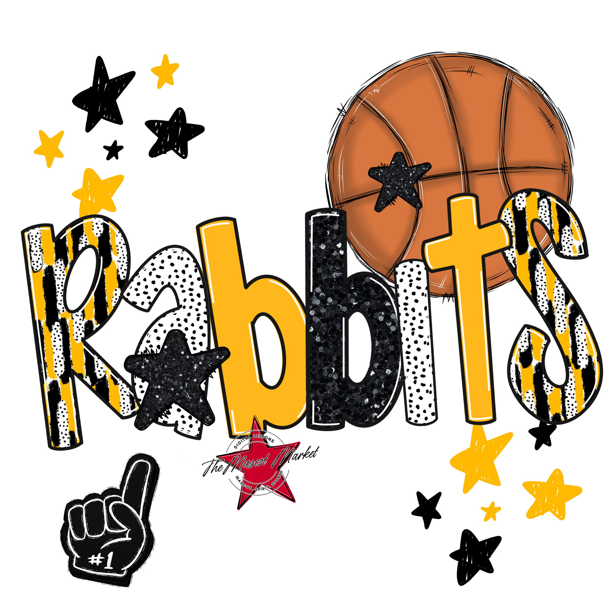 Rabbits Basketball Scrape-Yellow