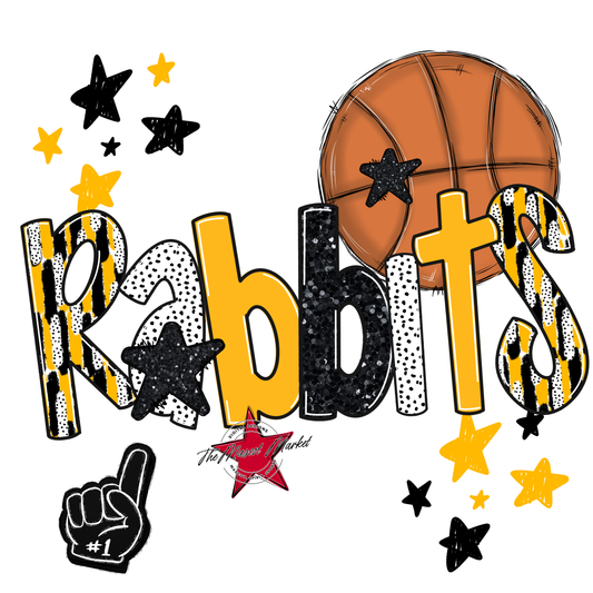 Rabbits Basketball Scrape-Yellow