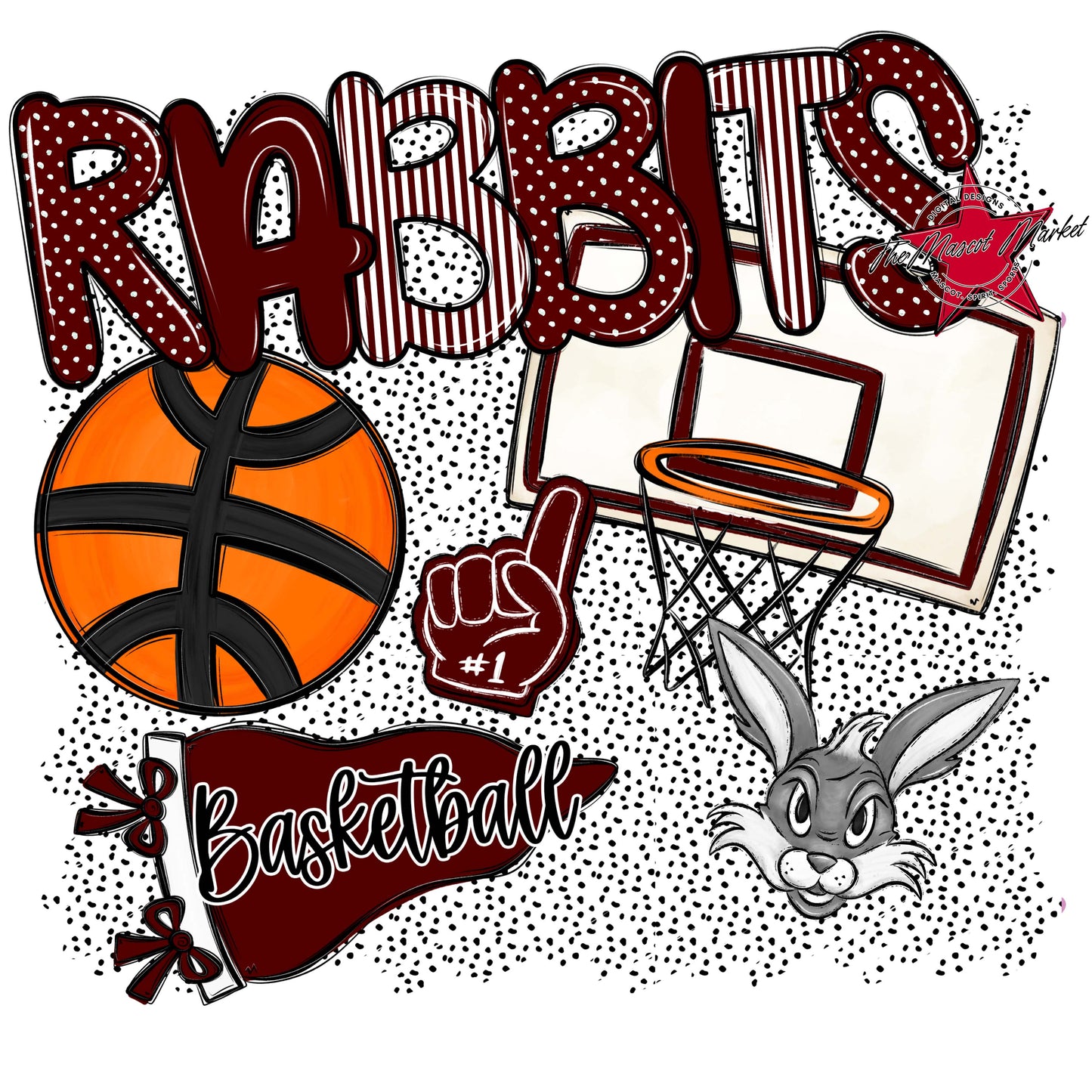 Rabbits Basketball Spirit-Maroon