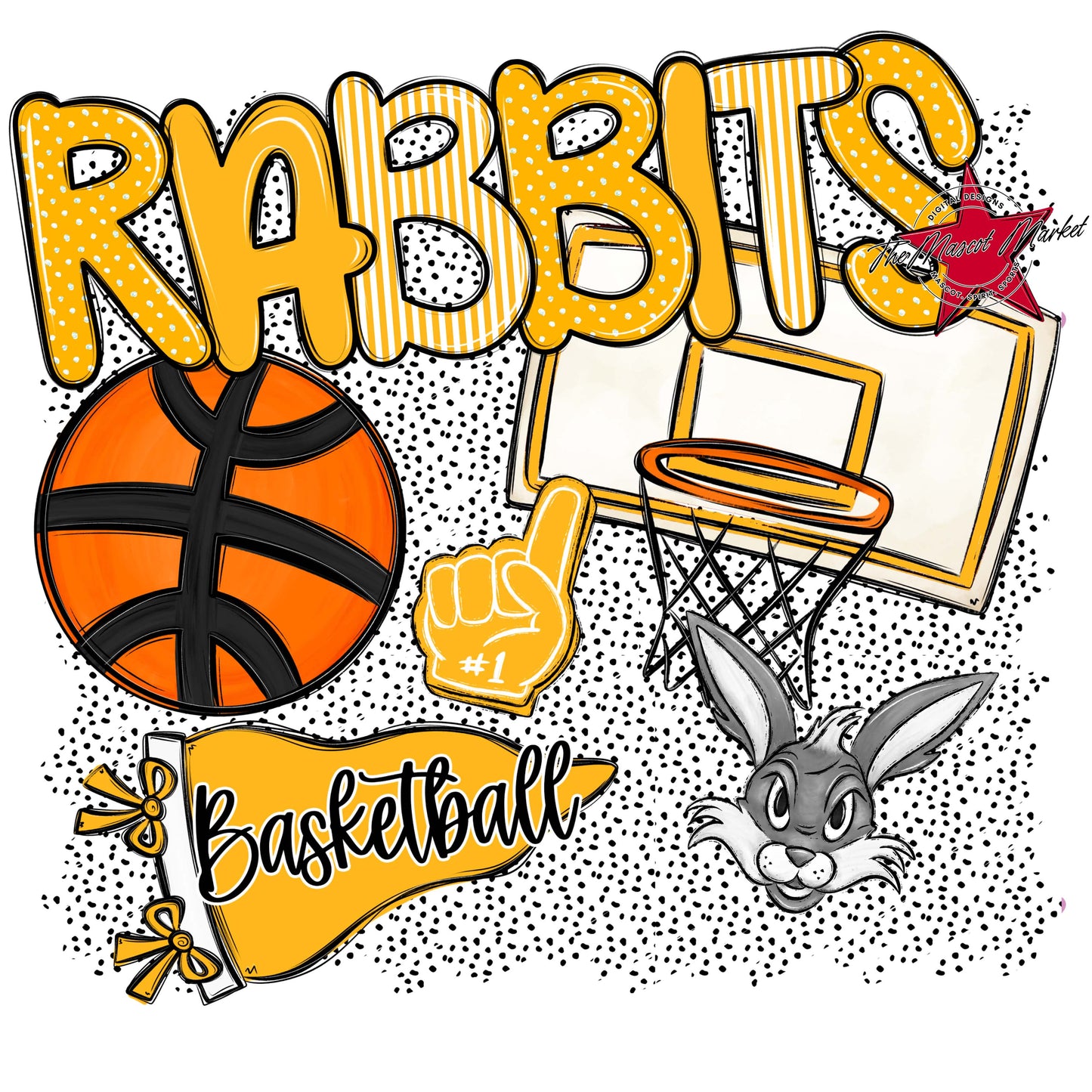 Rabbits Basketball Spirit-Yellow