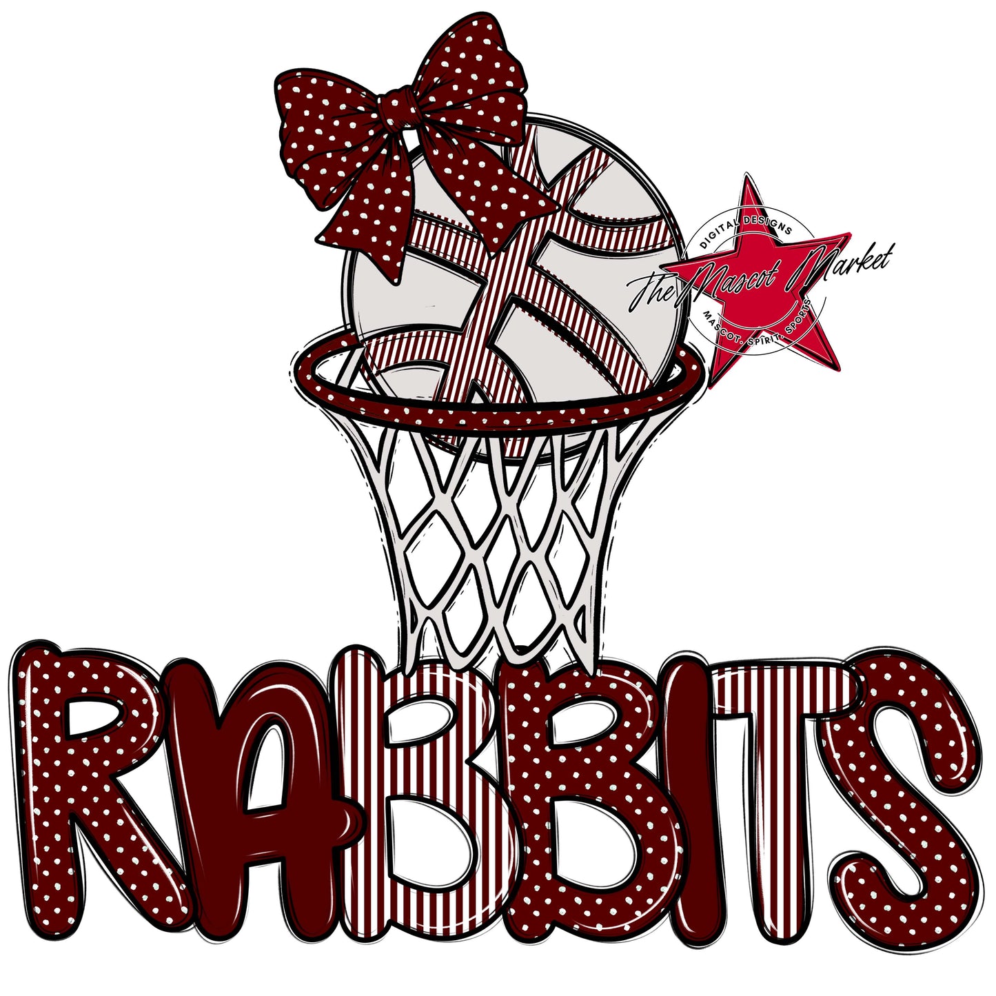 Rabbits Basketball Spirit Design-Maroon