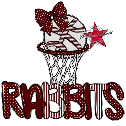 Rabbits Basketball Spirit Design-Maroon