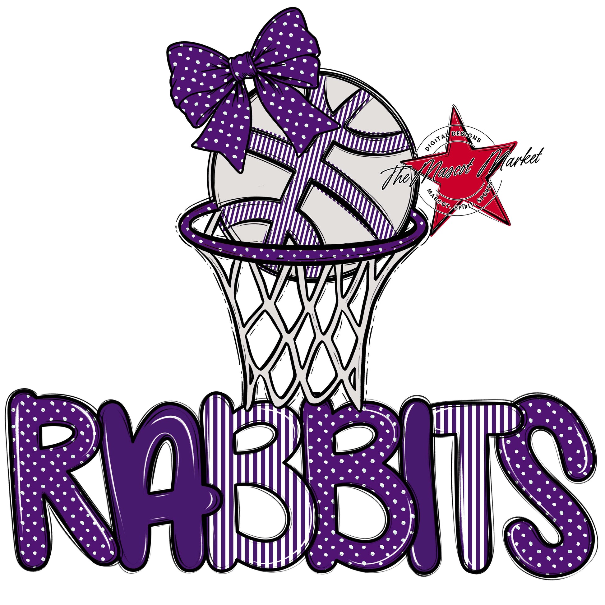 Rabbits Basketball Spirit Design-Purple