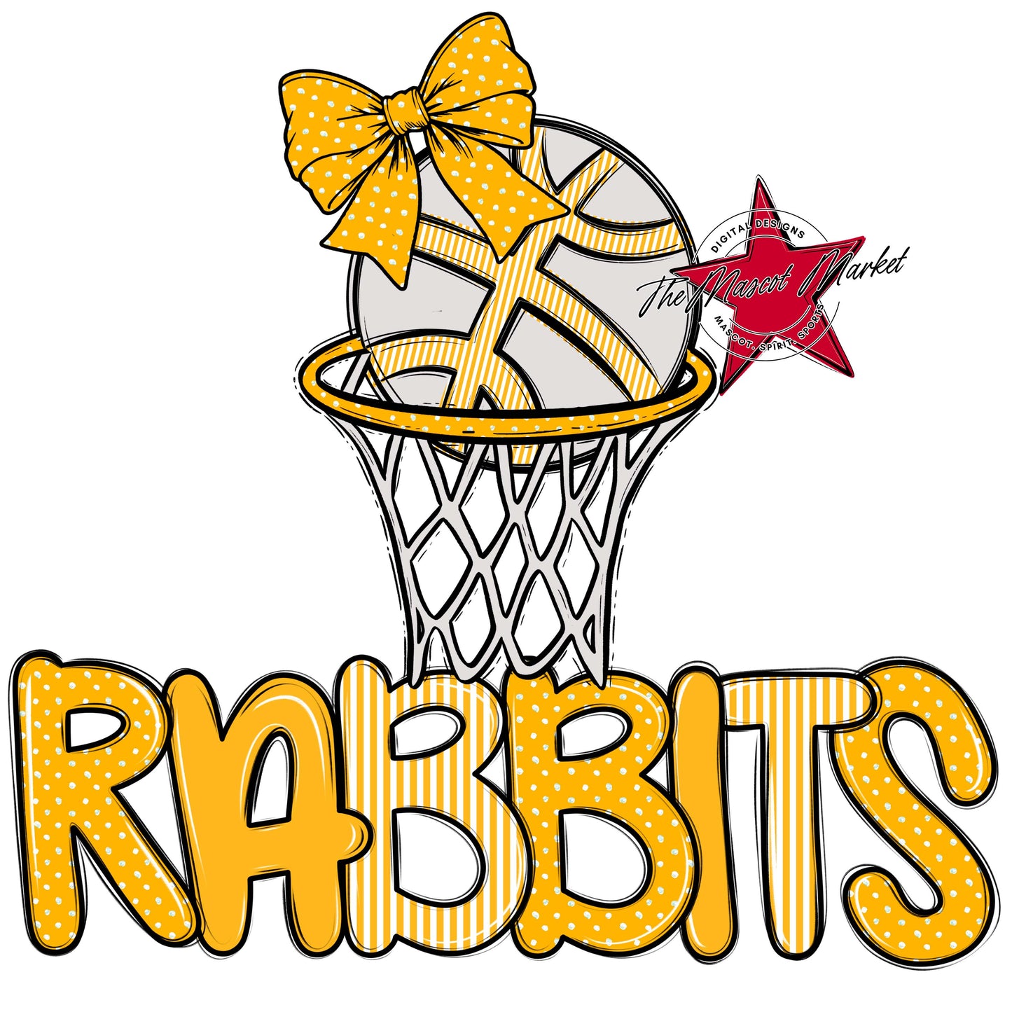 Rabbits Basketball Spirit Design-Yellow