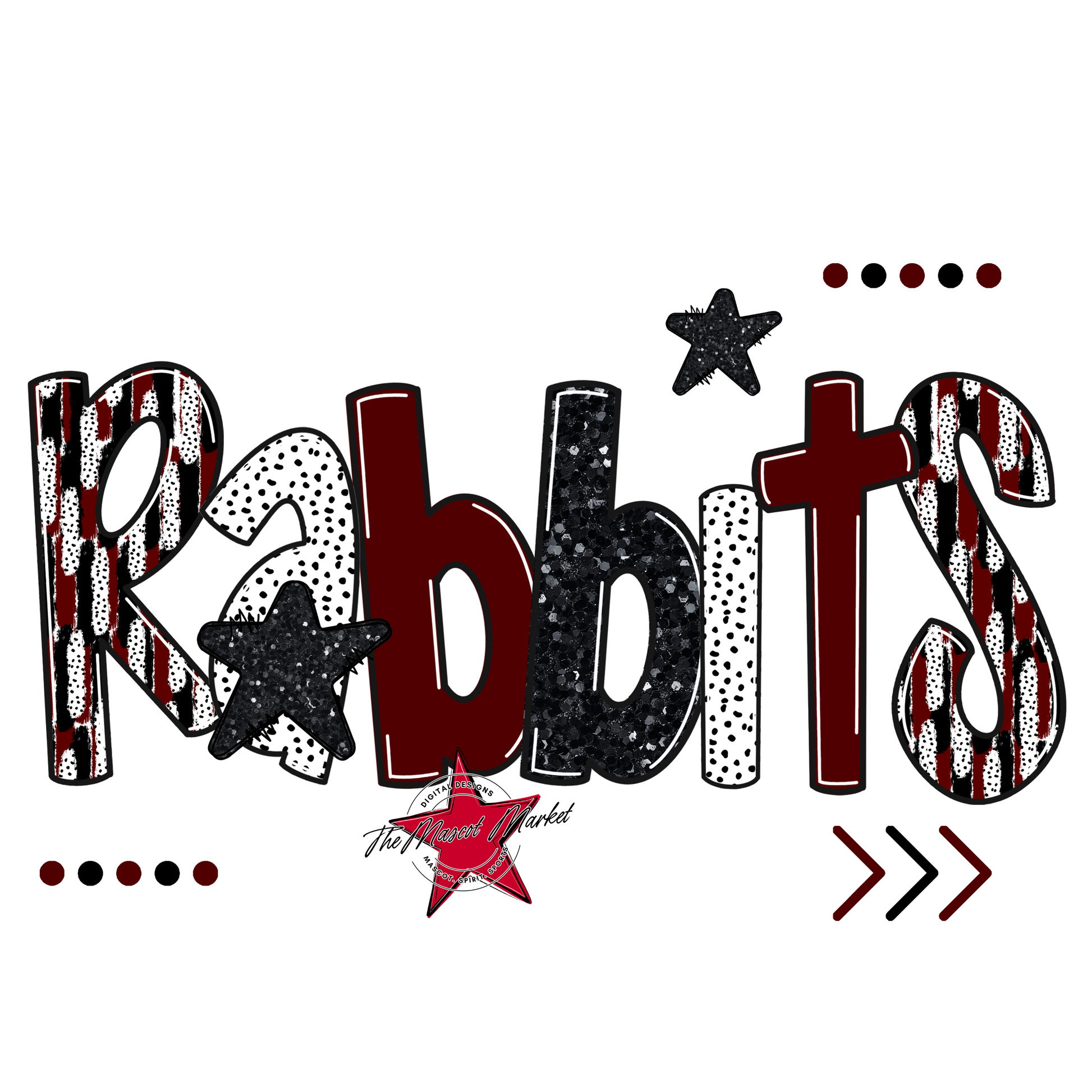 Rabbits Brushstroke Alpha w Arrows-Maroon