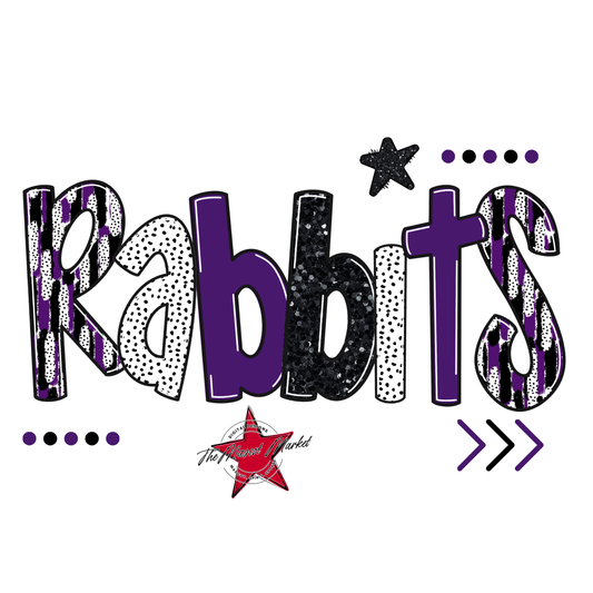 Rabbits Brushstroke Alpha w Arrows-Purple