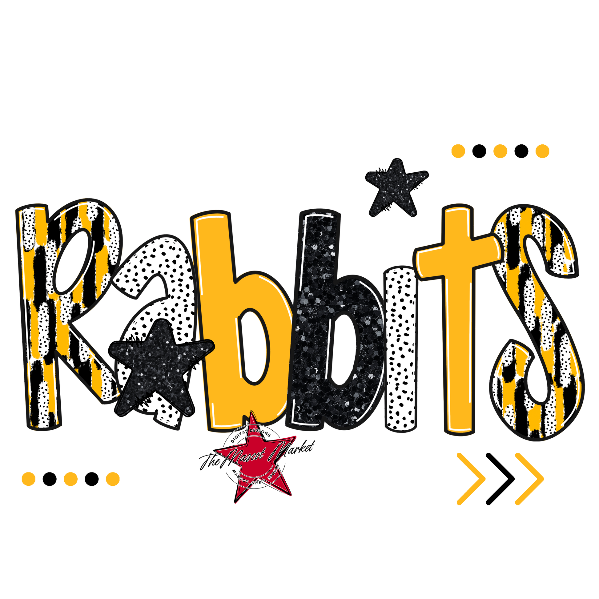 Rabbits Brushstroke Alpha w Arrows-Yellow