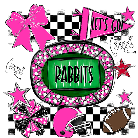 Rabbits Checkers Spirit Design-Pink