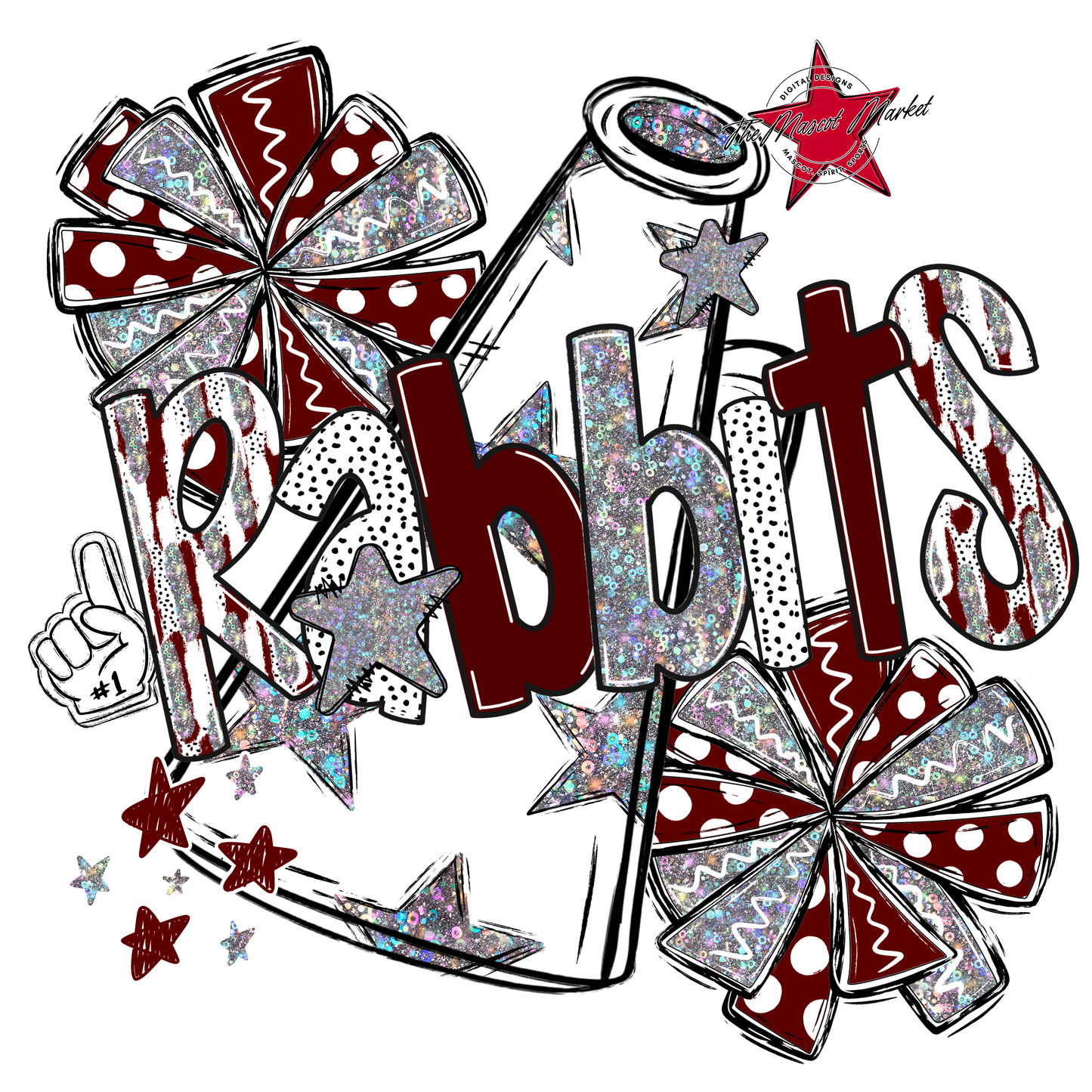 Rabbits Cheer Megaphone Scrape-Maroon