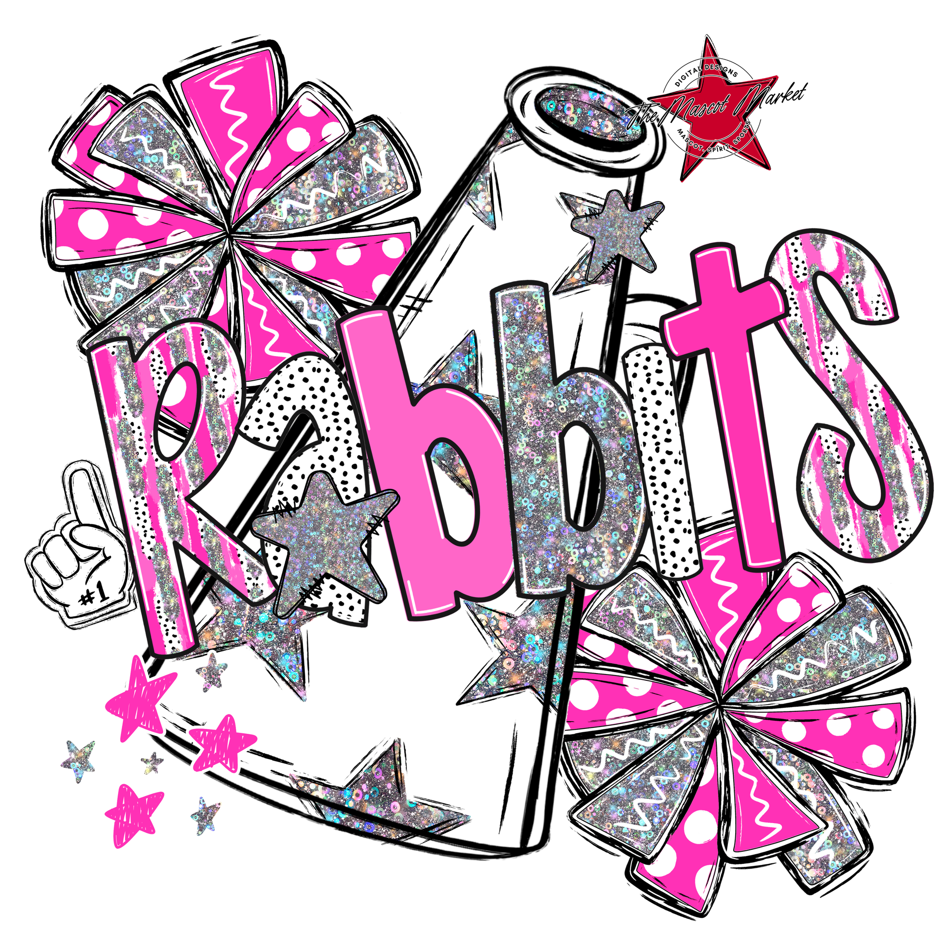 Rabbits Cheer Megaphone Scrape-Pink