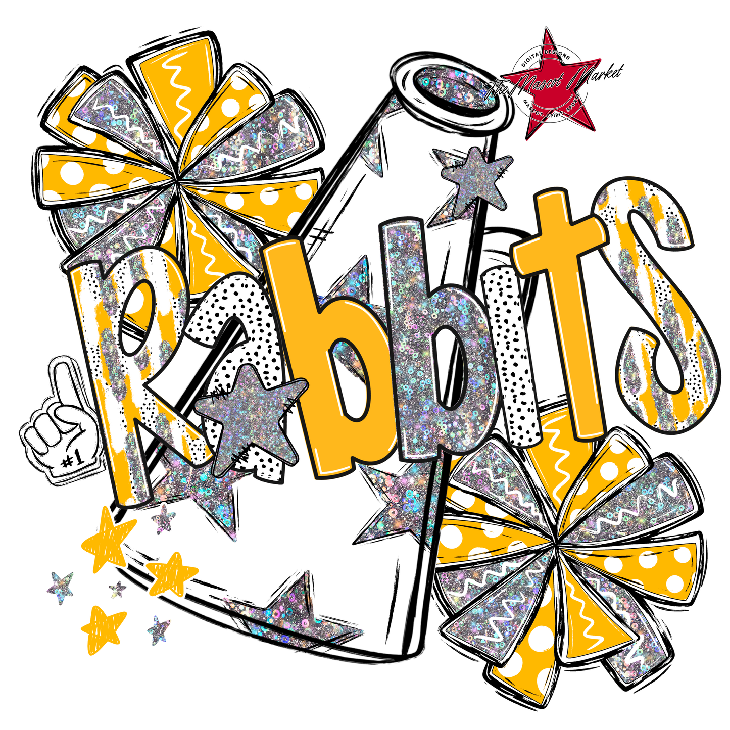 Rabbits Cheer Megaphone Scrape-Yellow