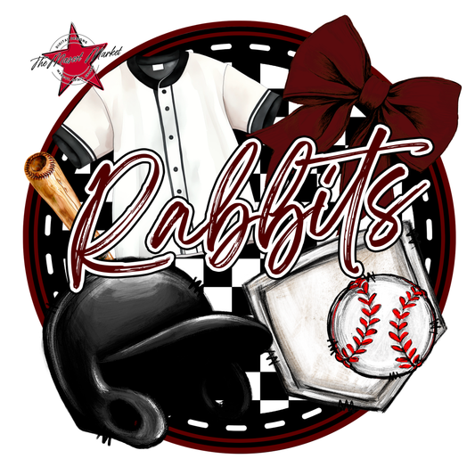 Rabbits Circle Baseball Design-Maroon