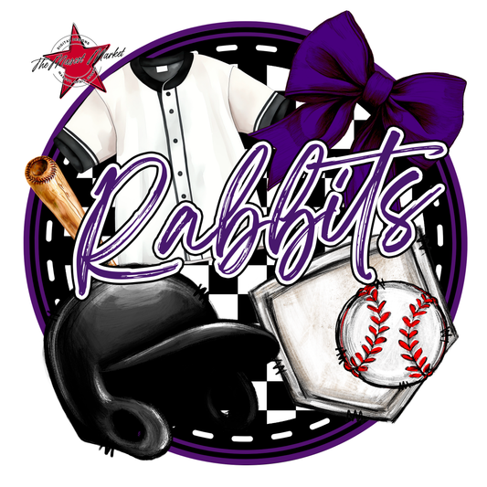 Rabbits Circle Baseball Design-Purple