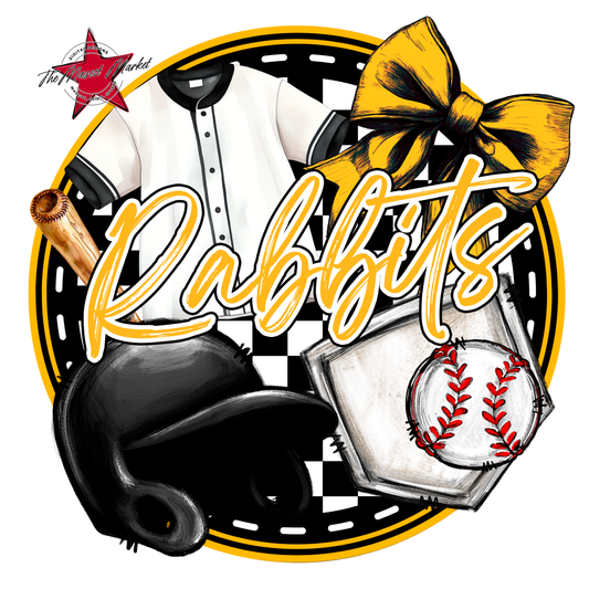 Rabbits Circle Baseball Design-Yellow
