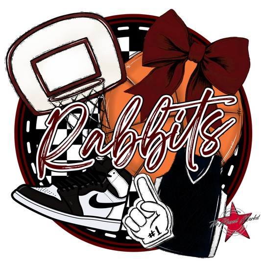 Rabbits Circle Basketball Design-Maroon