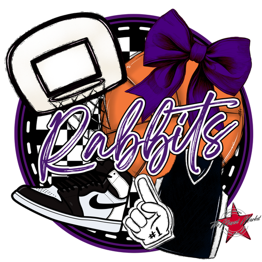 Rabbits Circle Basketball Design-Purple