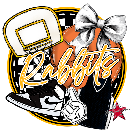 Rabbits Circle Basketball Design-Yellow