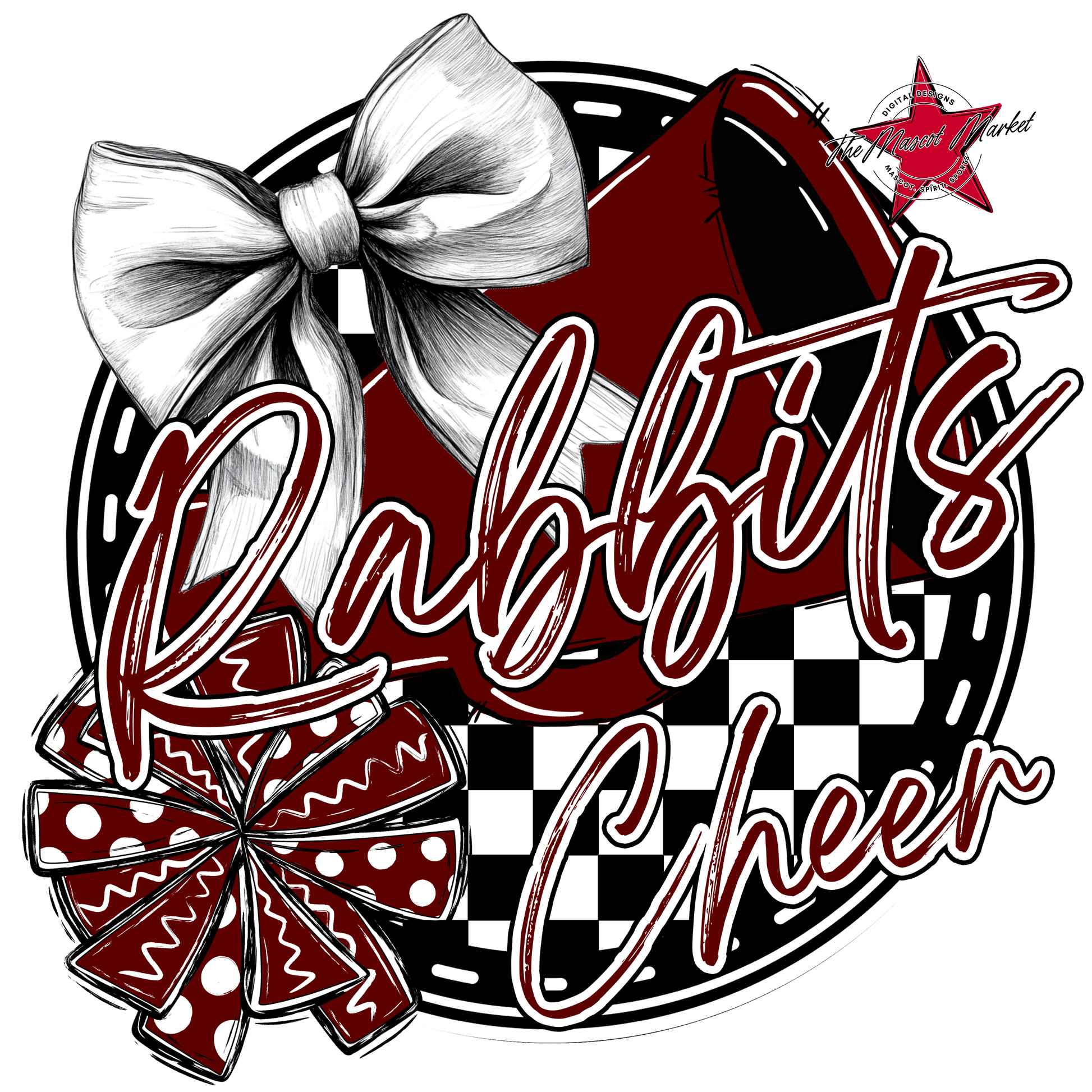 Rabbits Circle Cheer Design-Maroon