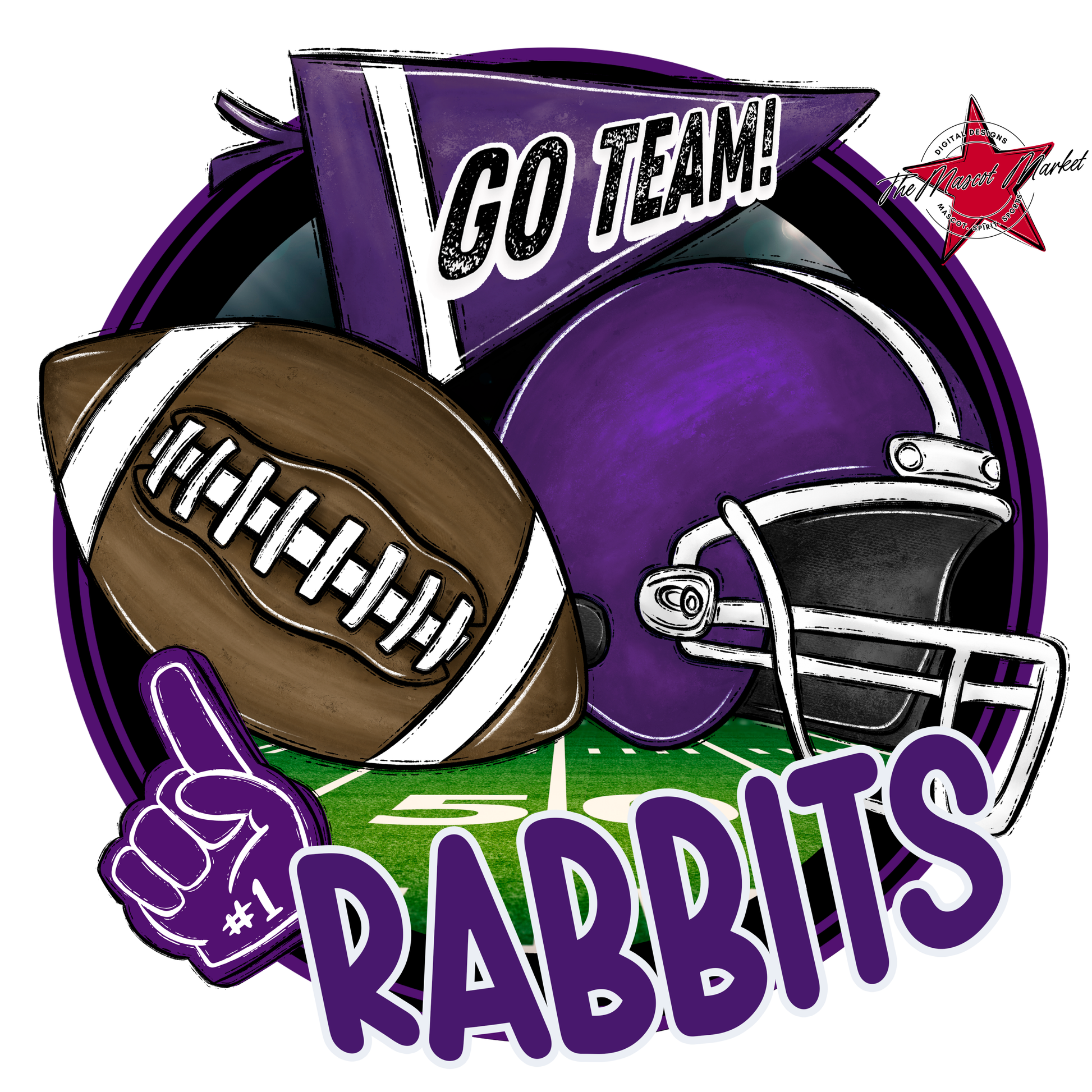 Rabbits Circle Football Design-Purple