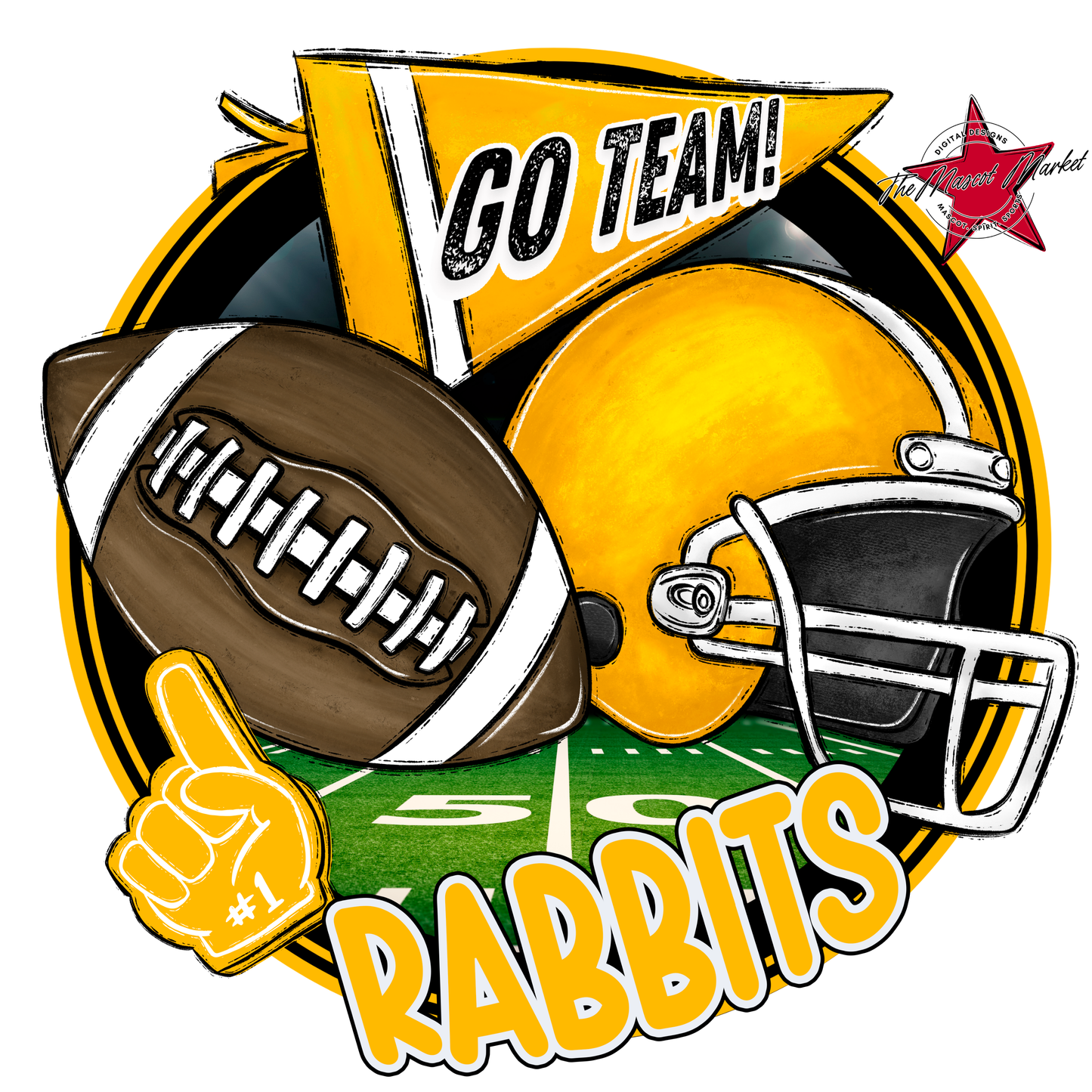 Rabbits Circle Football Design-Yellow