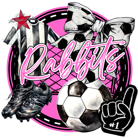 Rabbits Circle Soccer Design-Baby Pink