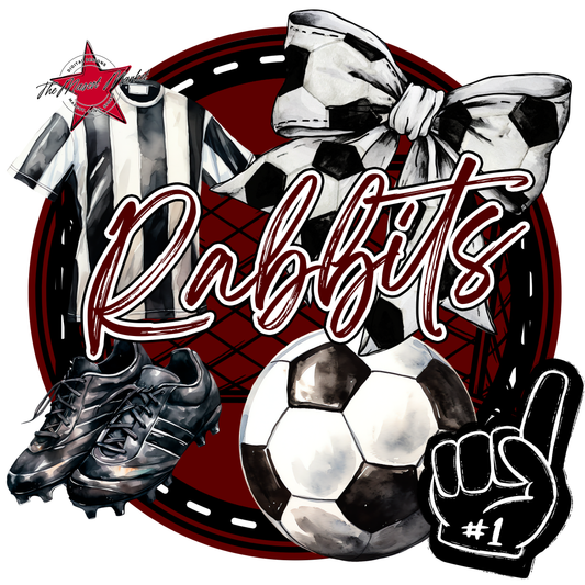 Rabbits Circle Soccer Design-Maroon