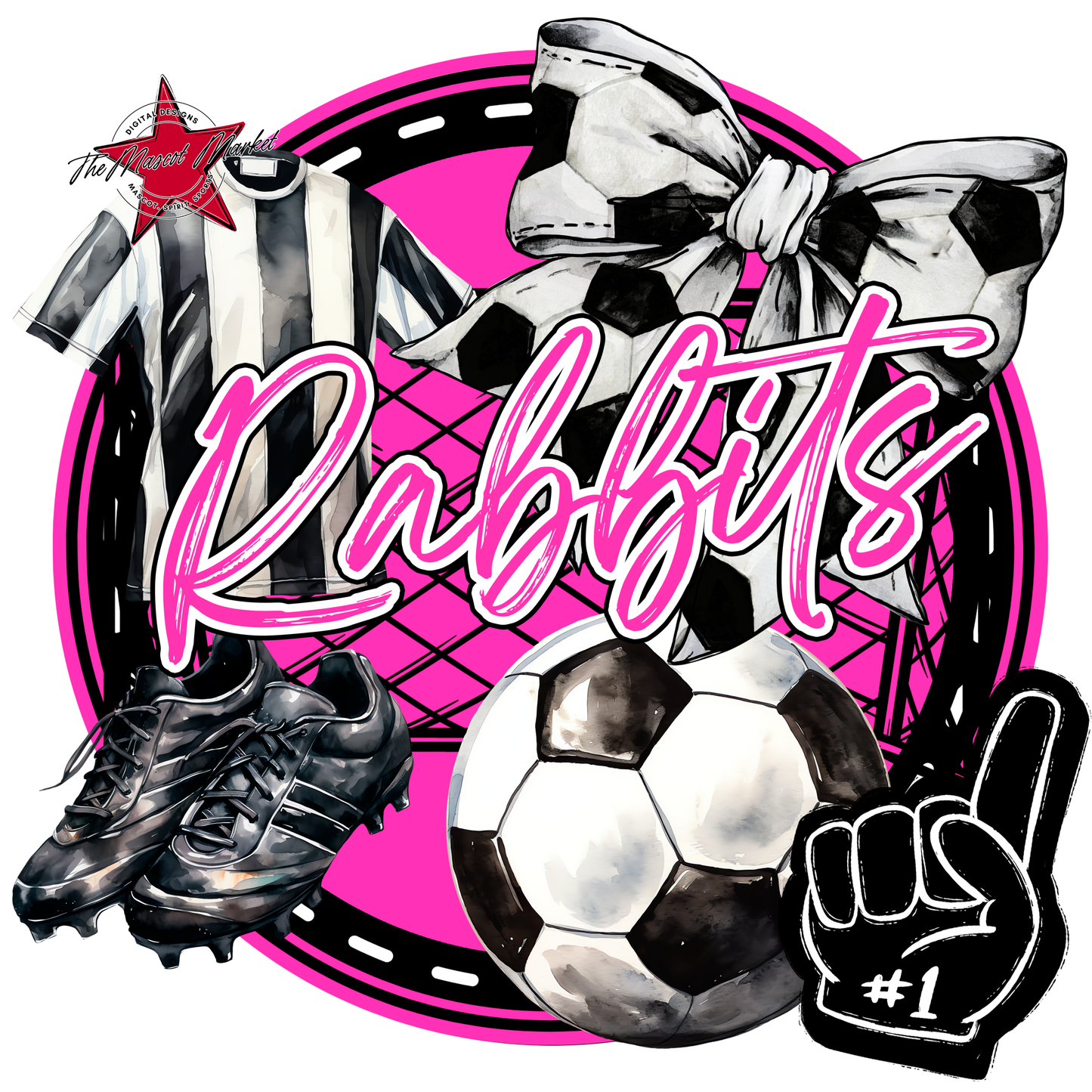 Rabbits Circle Soccer Design-Pink