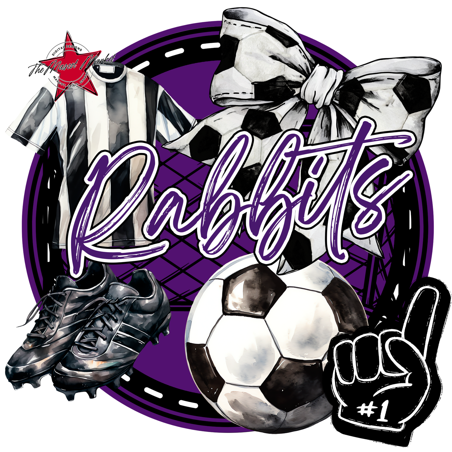 Rabbits Circle Soccer Design-Purple