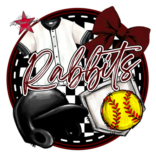 Rabbits Circle Softball Design-Maroon