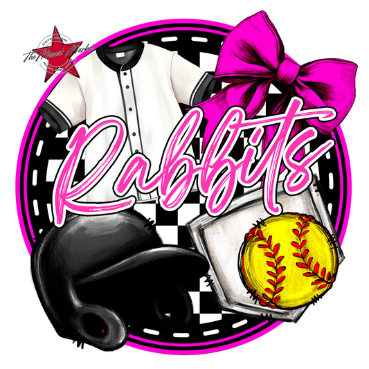 Rabbits Circle Softball Design-Pink