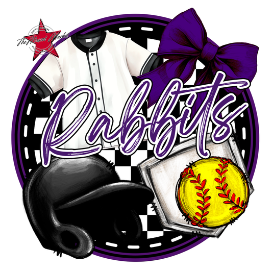 Rabbits Circle Softball Design-Purple