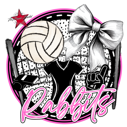 Rabbits Circle Volleyball Design-Baby Pink