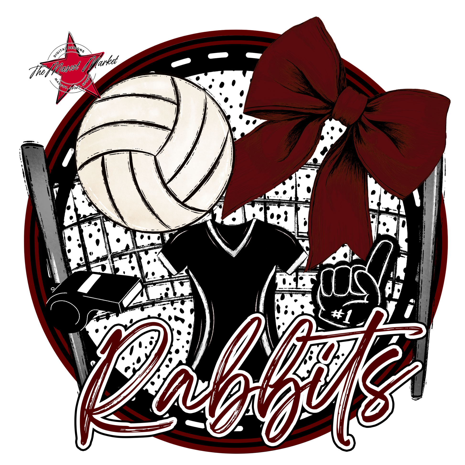 Rabbits Circle Volleyball Design-Maroon