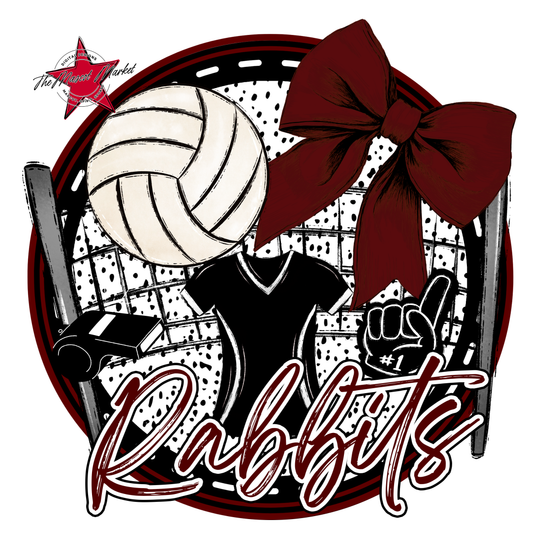 Rabbits Circle Volleyball Design-Maroon
