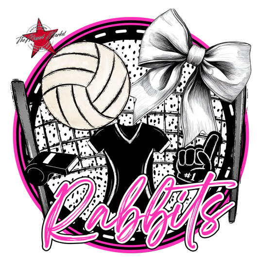 Rabbits Circle Volleyball Design-Pink