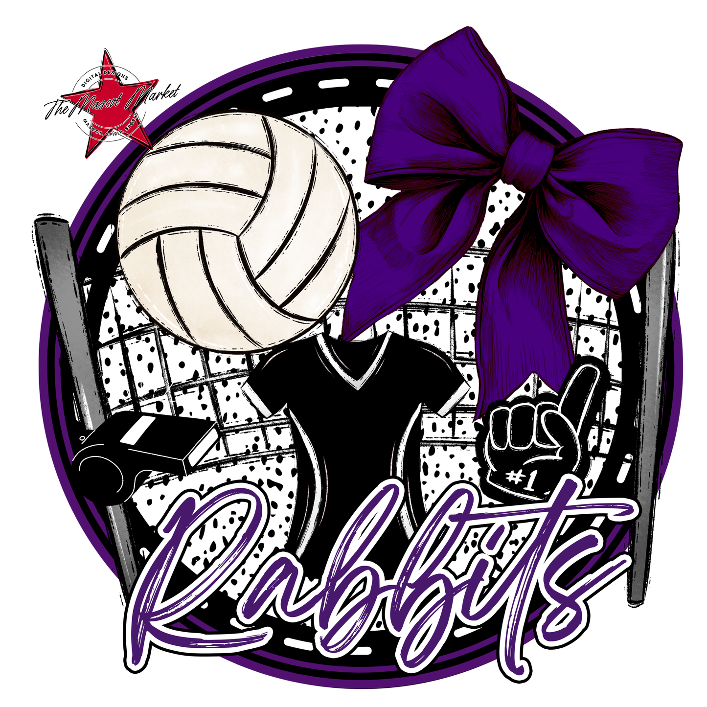 Rabbits Circle Volleyball Design-Purple