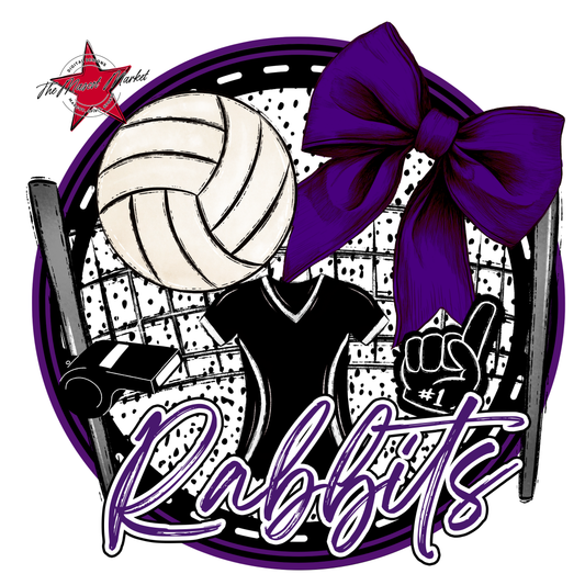 Rabbits Circle Volleyball Design-Purple
