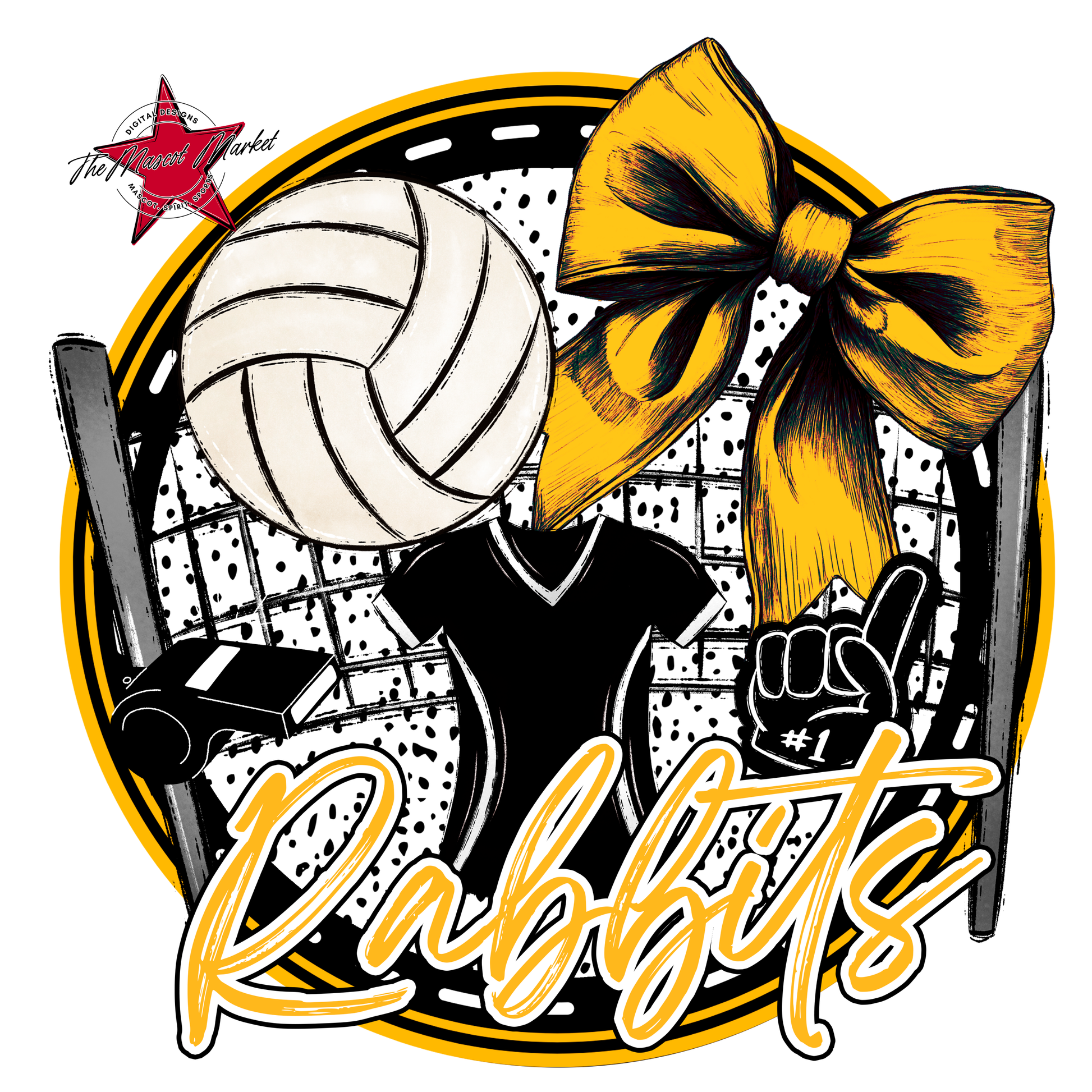 Rabbits Circle Volleyball Design-Yellow