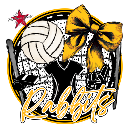 Rabbits Circle Volleyball Design-Yellow