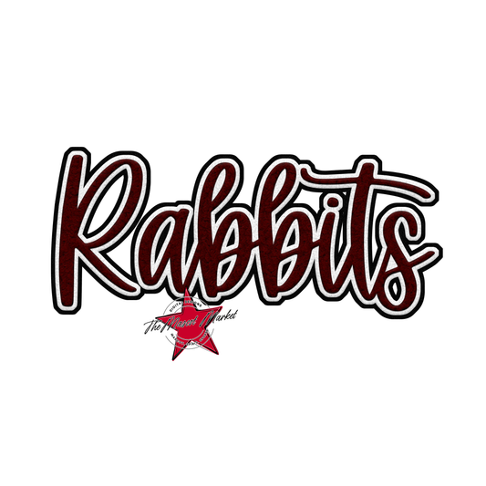 Rabbits Faux Chenille Patch-Maroon