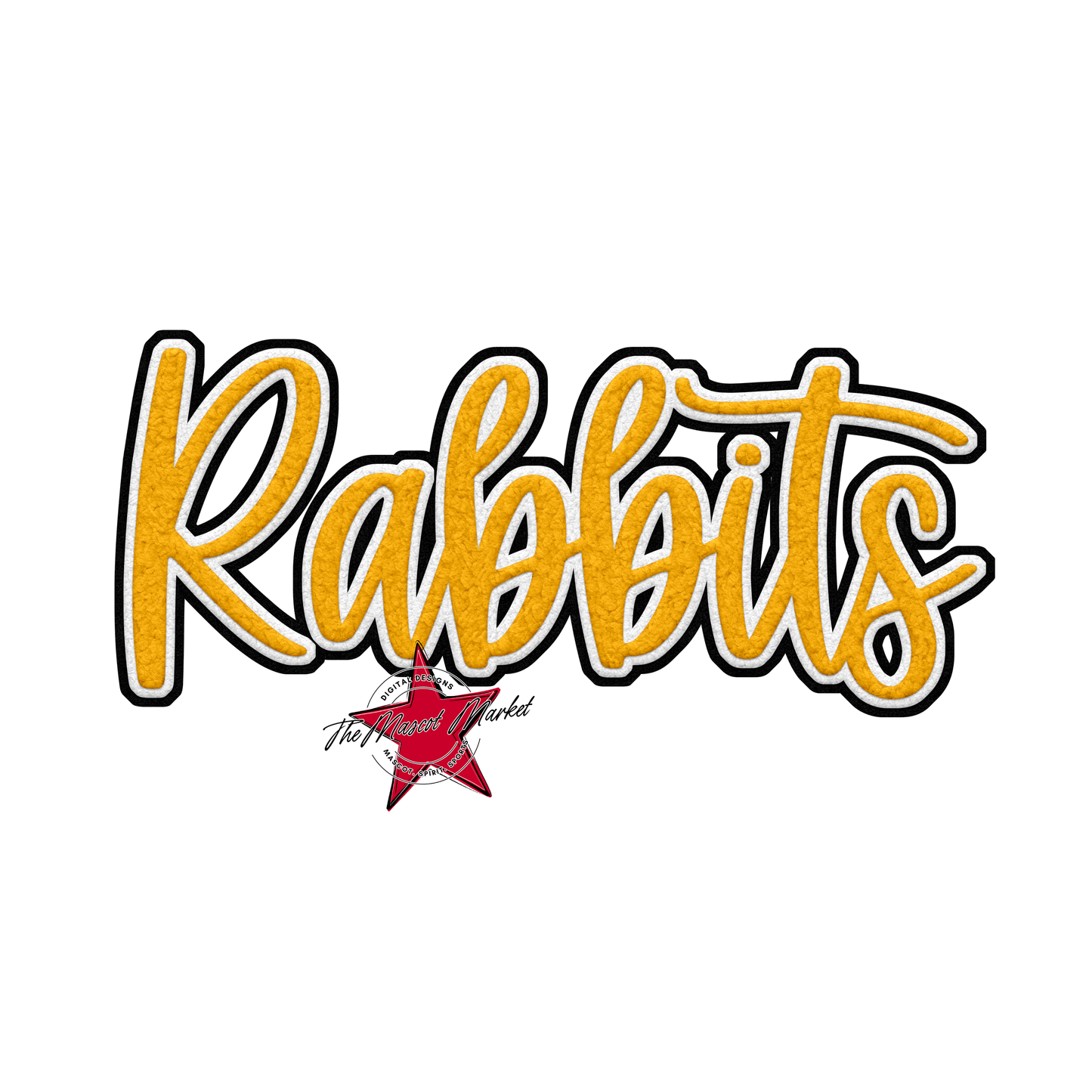 Rabbits Faux Chenille Patch-Yellow