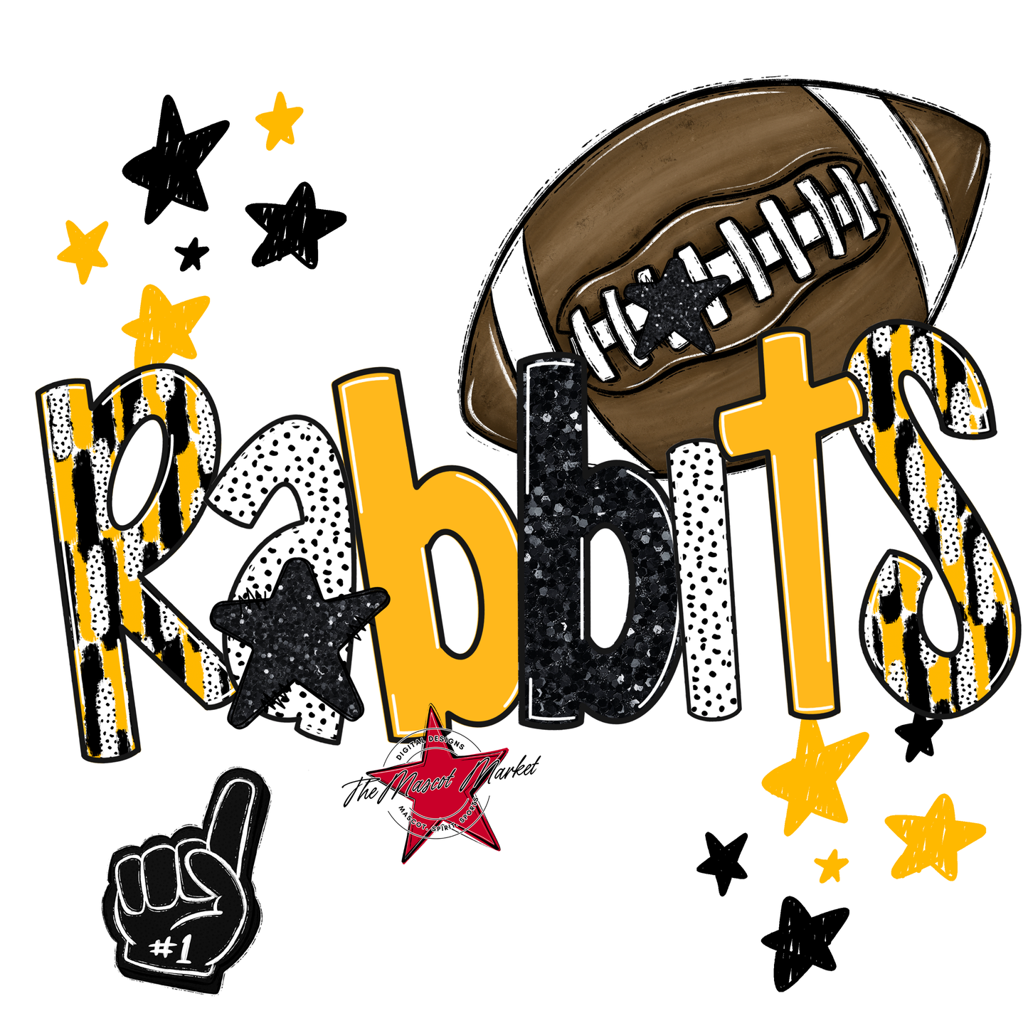 Rabbits Football Scrape-Yellow